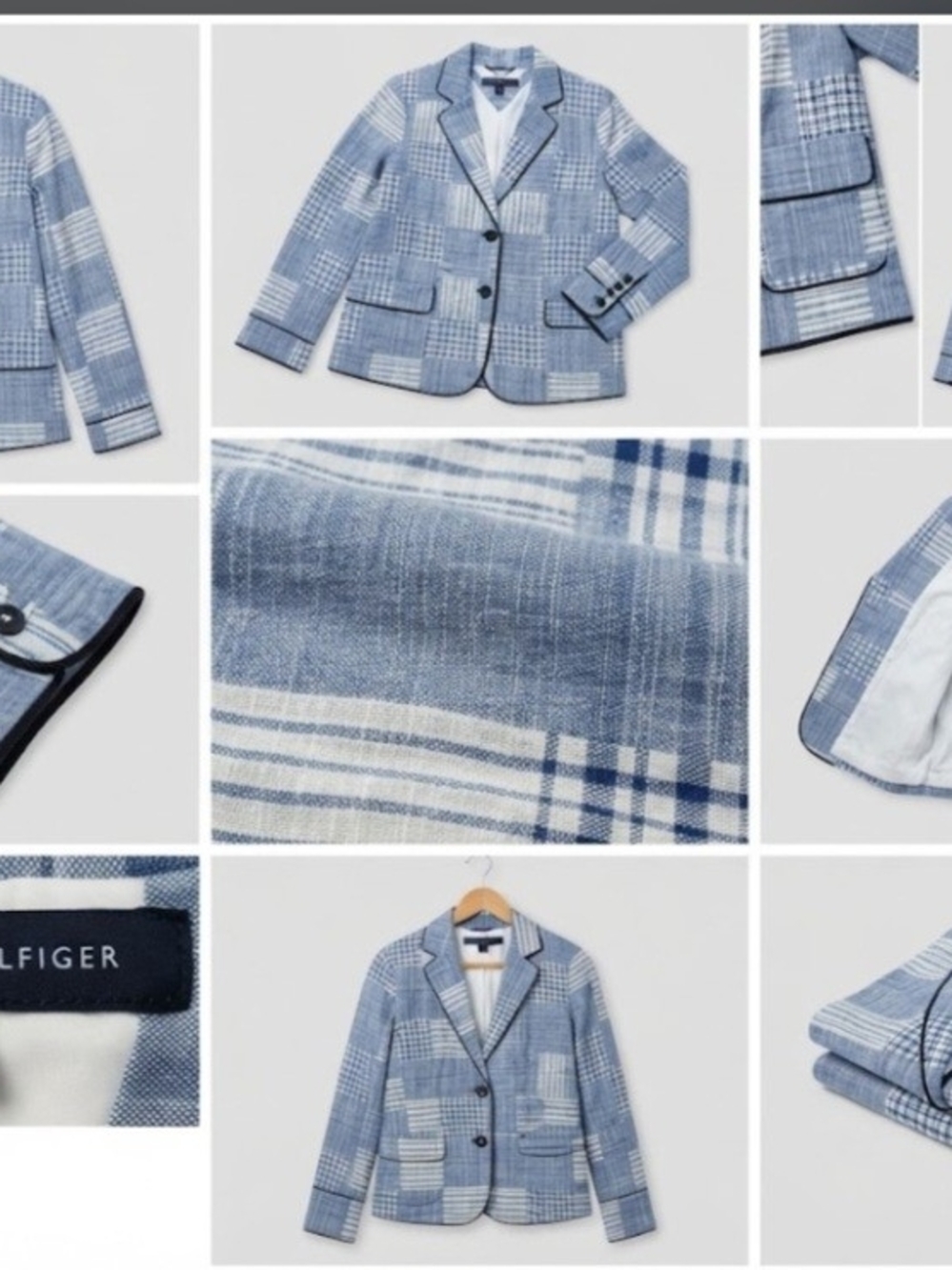 Tommy Hilfiger Blue and White Plaid Sport Coat